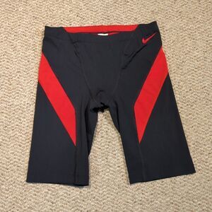 Nike Swim HydraStrong Jammer Shorts Mens 34 Black Red Colorblock Training